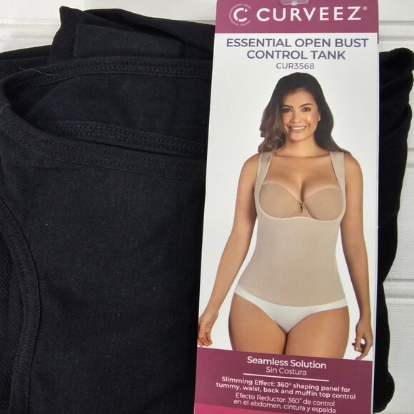 Curveez Women's Black Open Bust Firm Control Shaping Tank Top Size M NWT - Picture 1 of 10